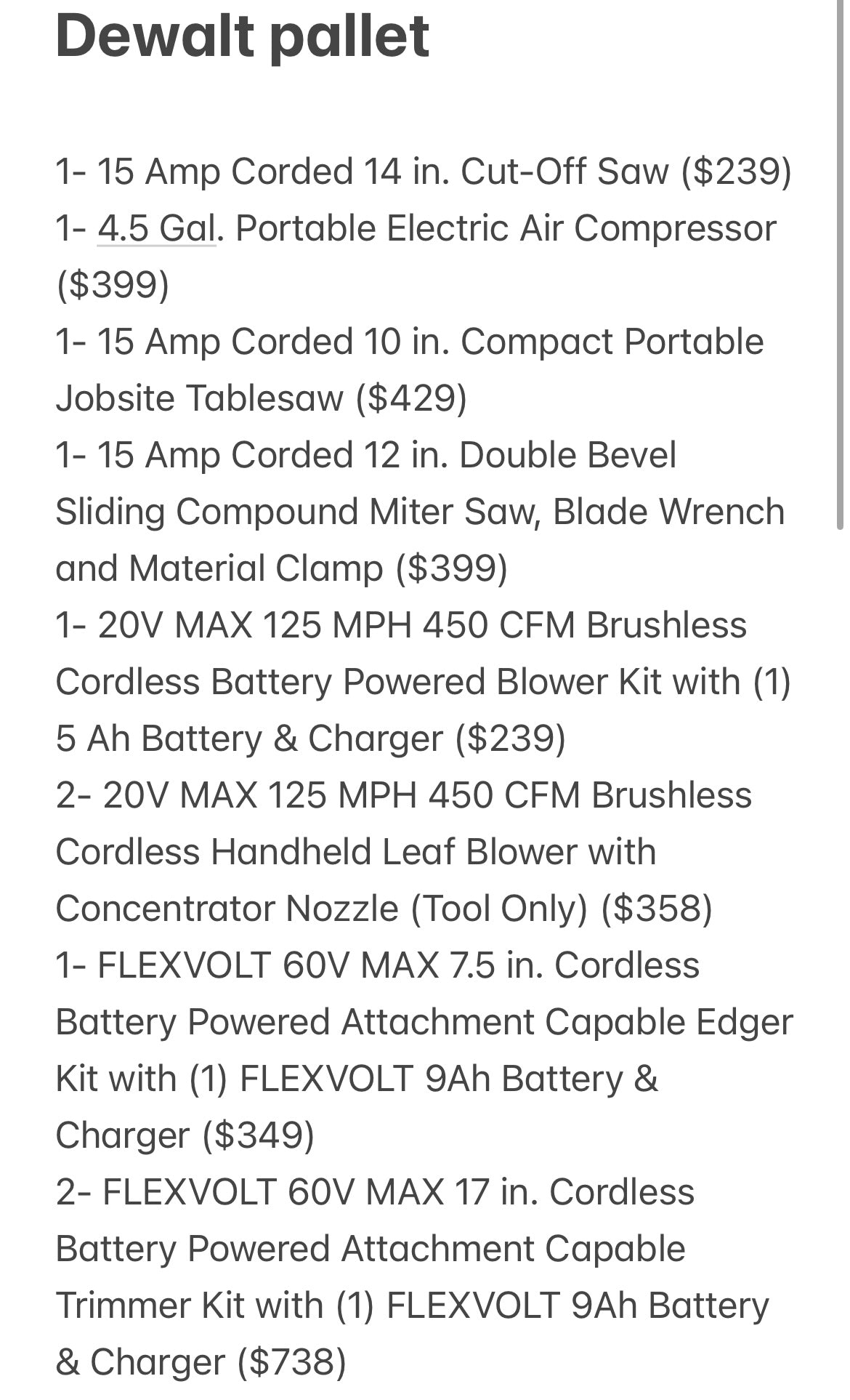 AS-IS Dewalt & Milwaukee Tool Pallet ( 001024 ) ( BB )
