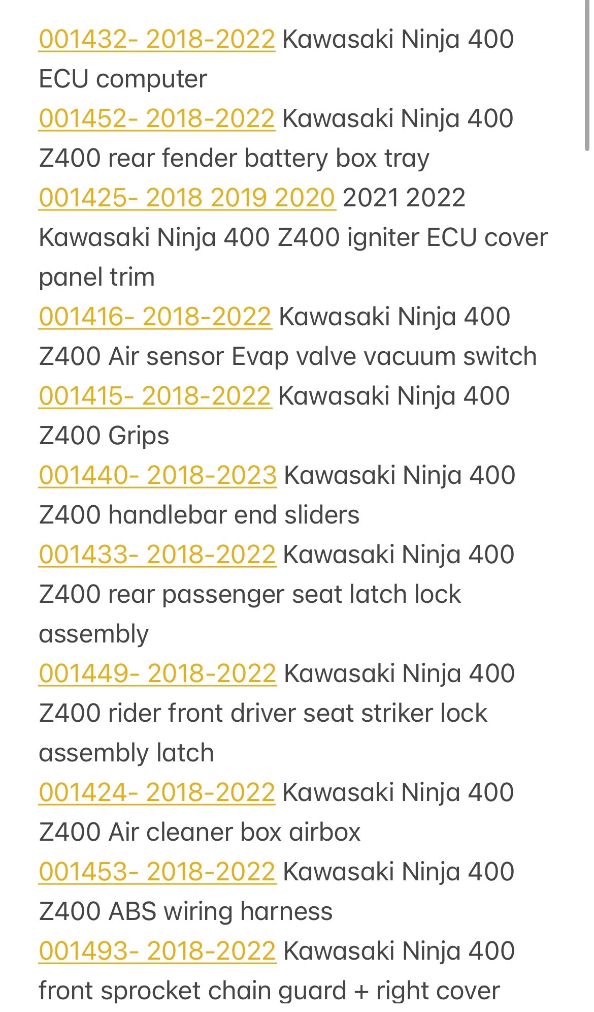 2018-2023 Kawasaki Ninja 400 & Z400 Parts Pallet ( BB )