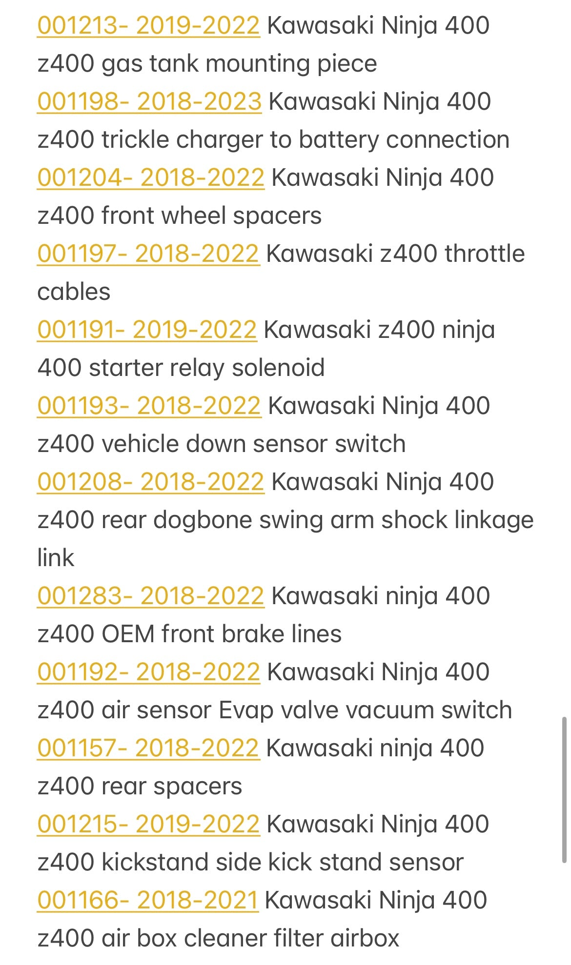 2018-2023 Kawasaki Ninja 400 & Z400 Parts Pallet ( BB )