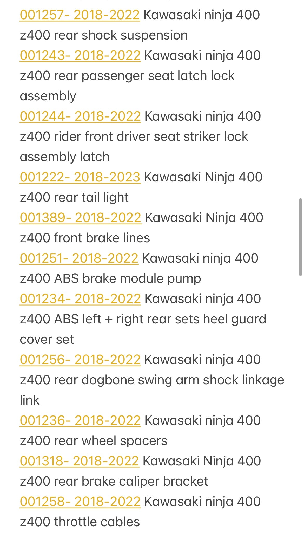 2018-2023 Kawasaki Ninja 400 & Z400 Parts Pallet ( BB )