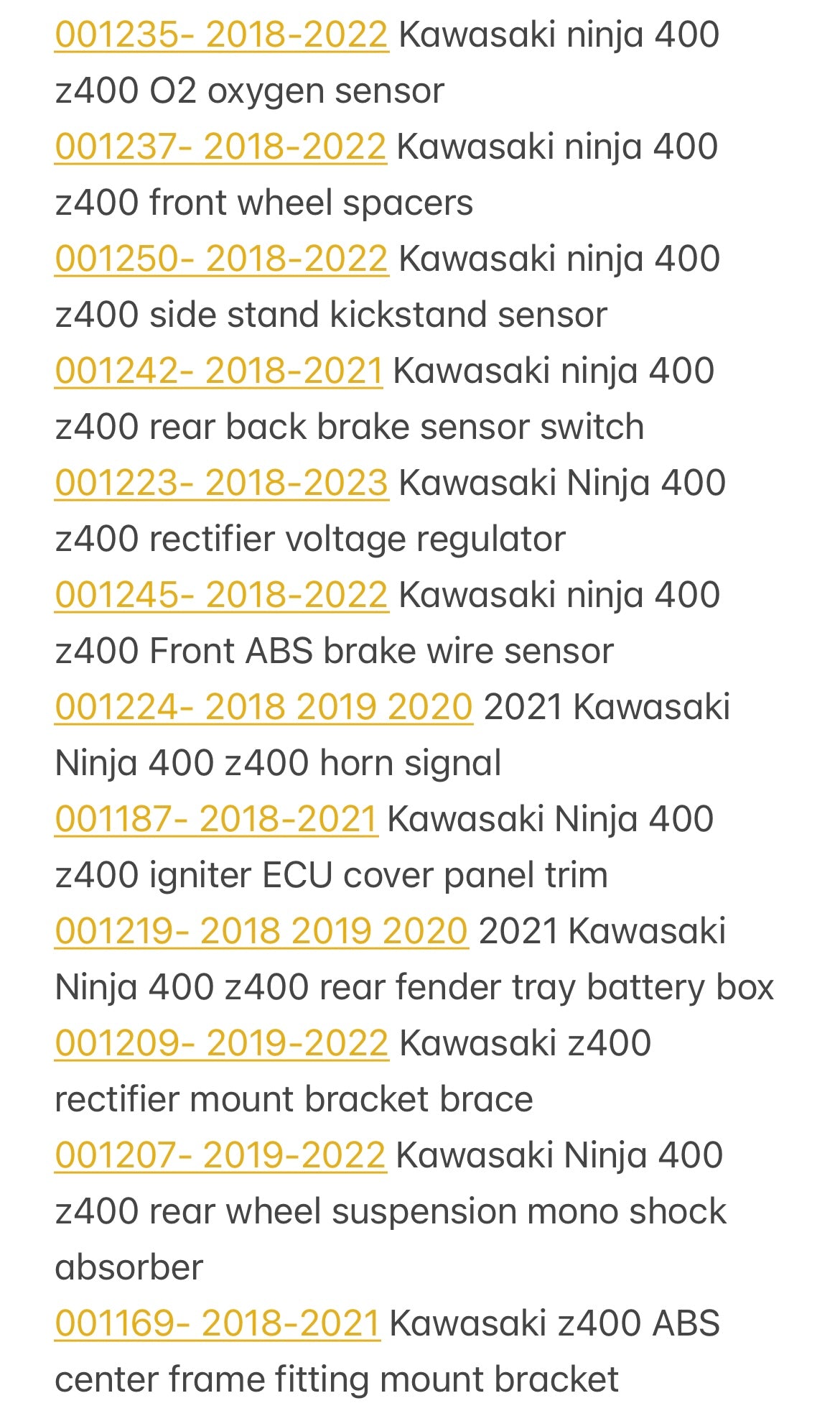 2018-2023 Kawasaki Ninja 400 & Z400 Parts Pallet ( BB )