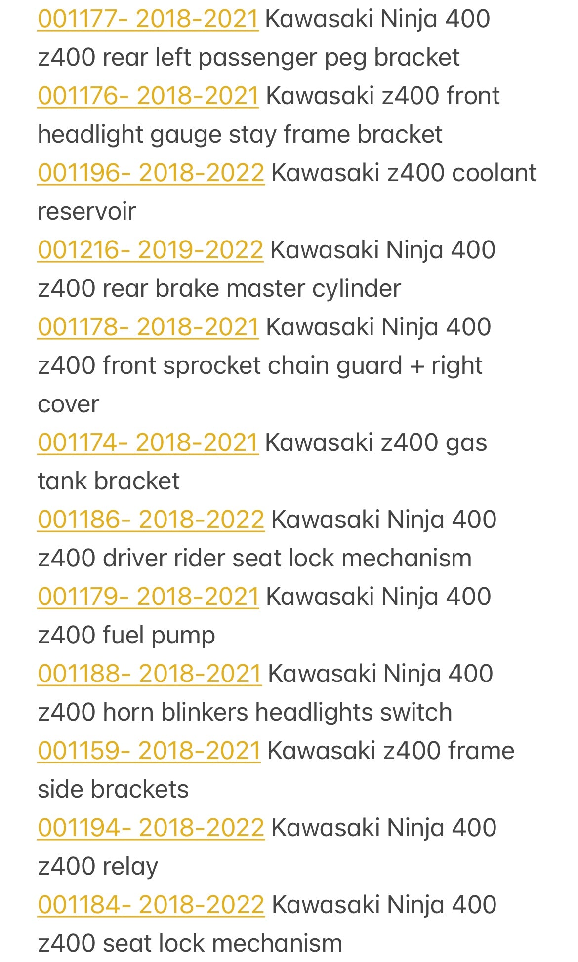 2018-2023 Kawasaki Ninja 400 & Z400 Parts Pallet ( BB )
