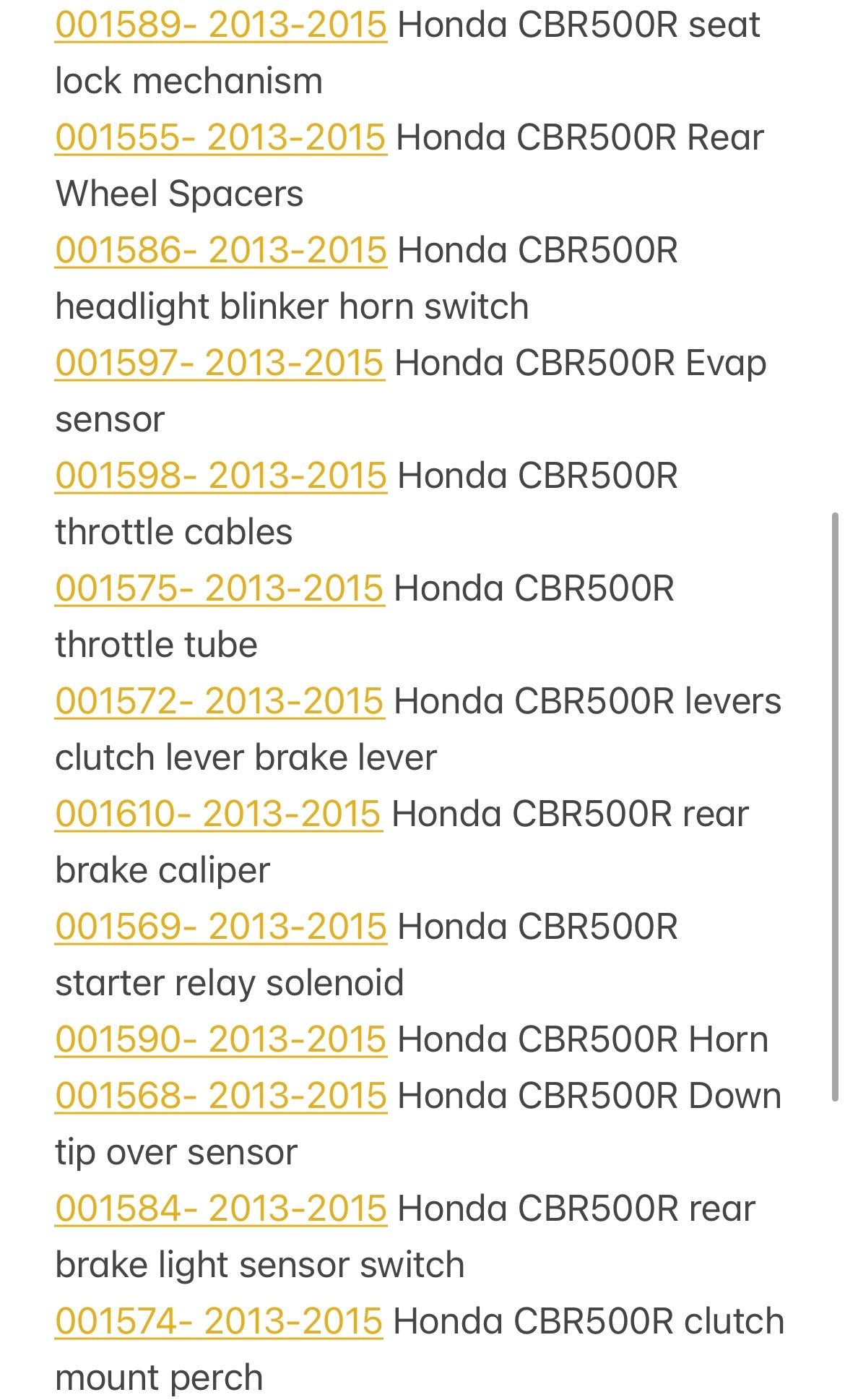 2013-2015 Honda CBR 500 R Parts Pallet ( BB )