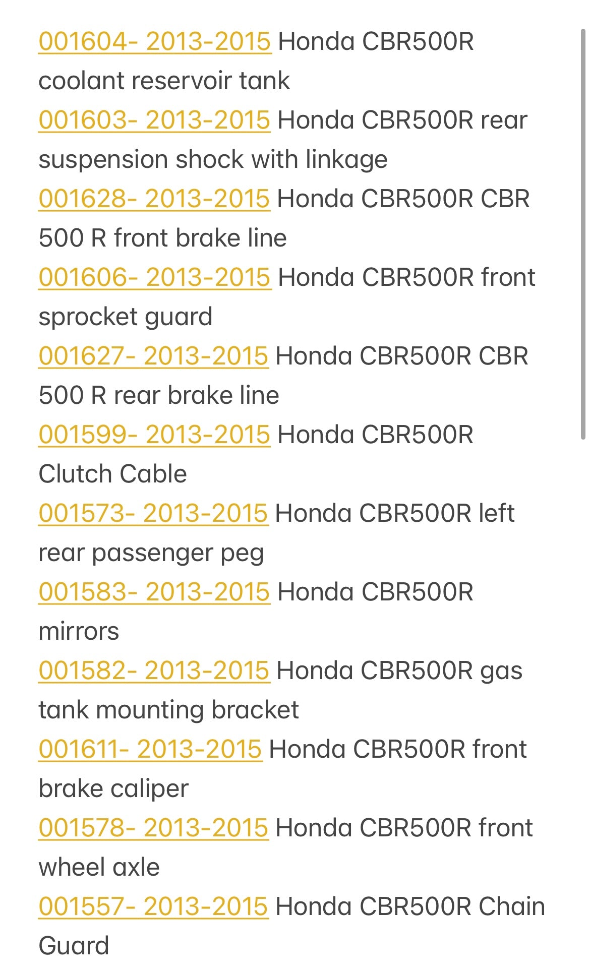 2013-2015 Honda CBR 500 R Parts Pallet ( BB )